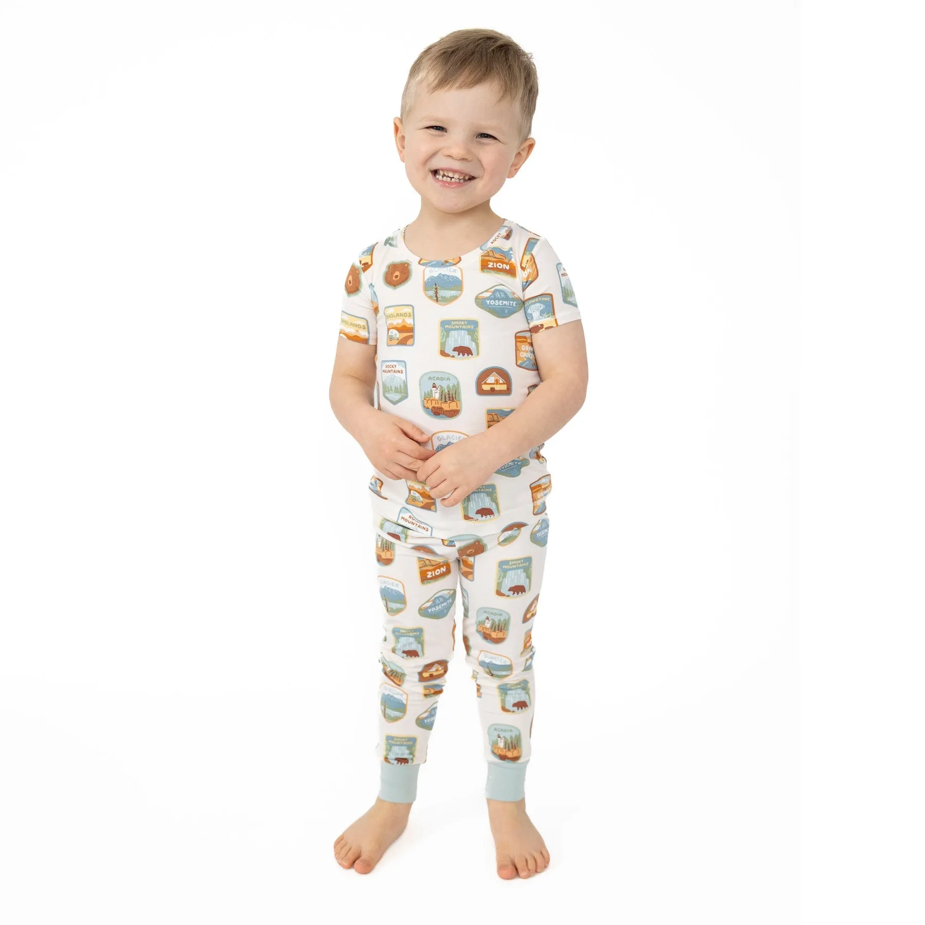 Bamboo Short Sleeve Lounge Wear Set - National Park Patches by Angel Dear