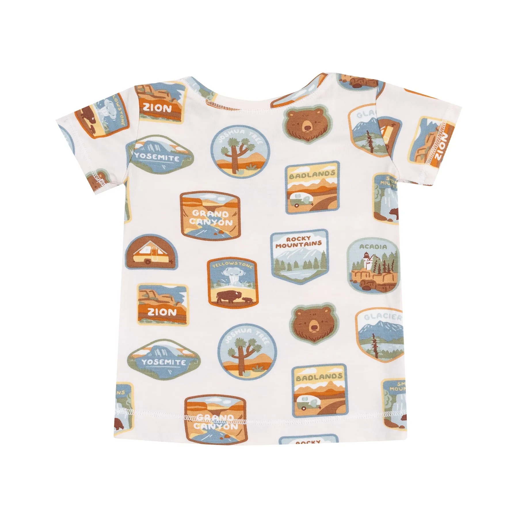 Bamboo Short Sleeve Lounge Wear Set - National Park Patches by Angel Dear