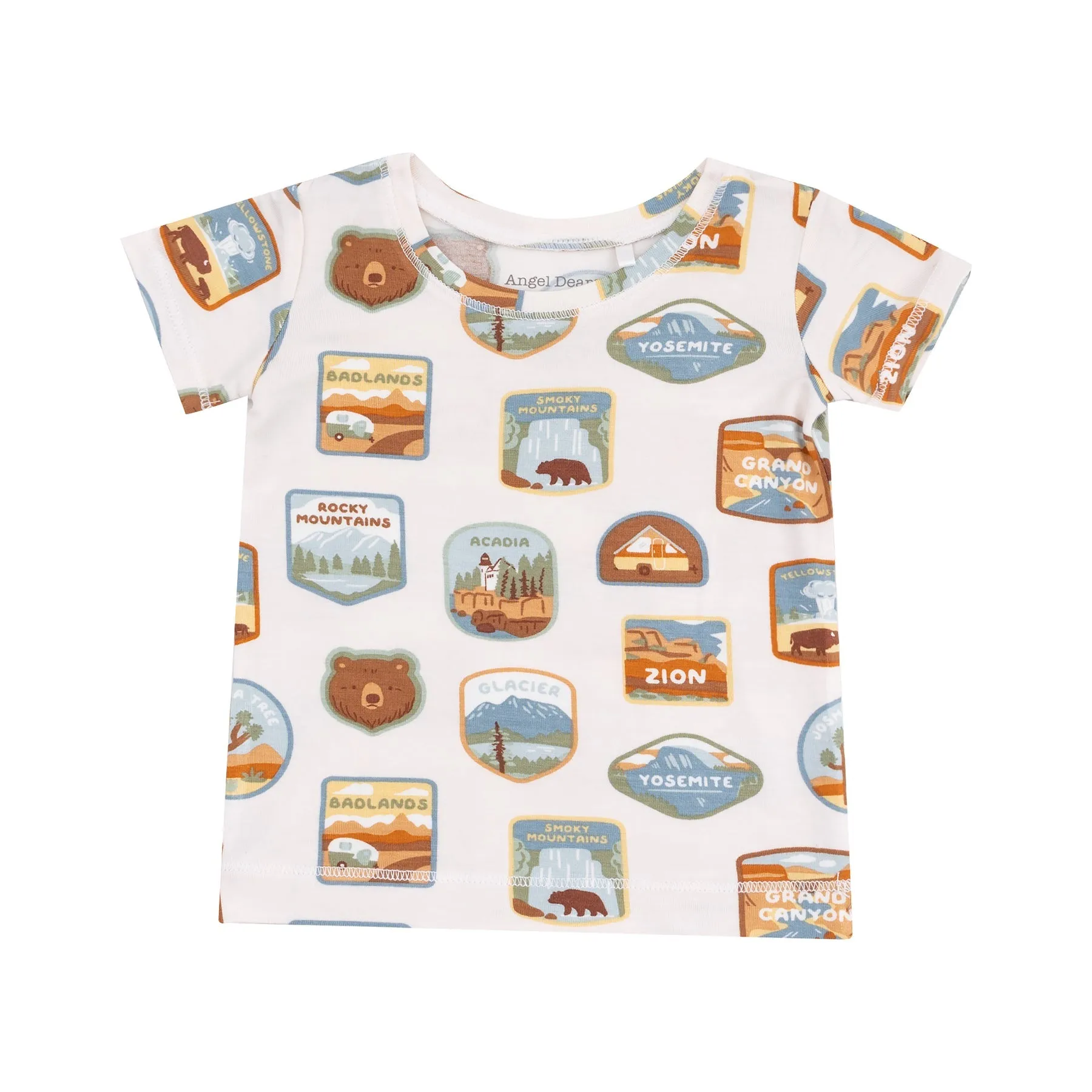 Bamboo Short Sleeve Lounge Wear Set - National Park Patches by Angel Dear