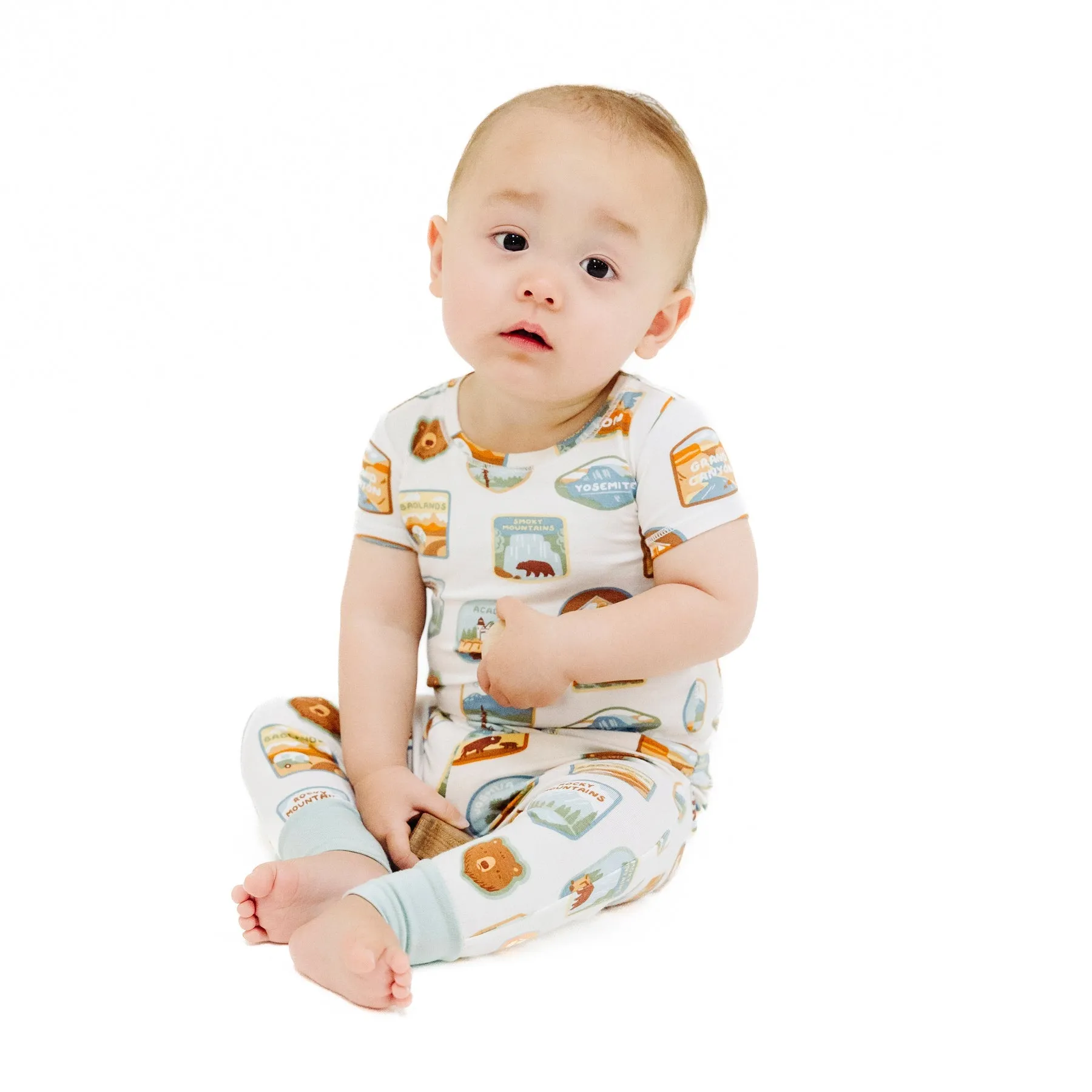 Bamboo Short Sleeve Lounge Wear Set - National Park Patches by Angel Dear