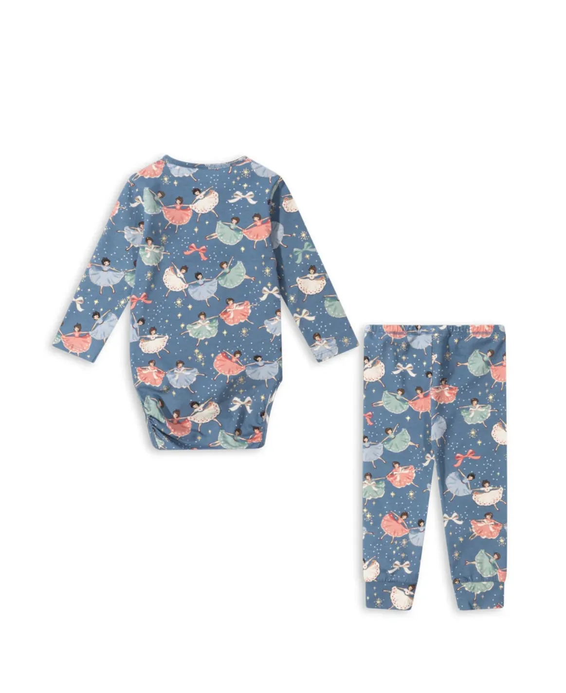 basic body/pants set gots - blue snow bow ballerina