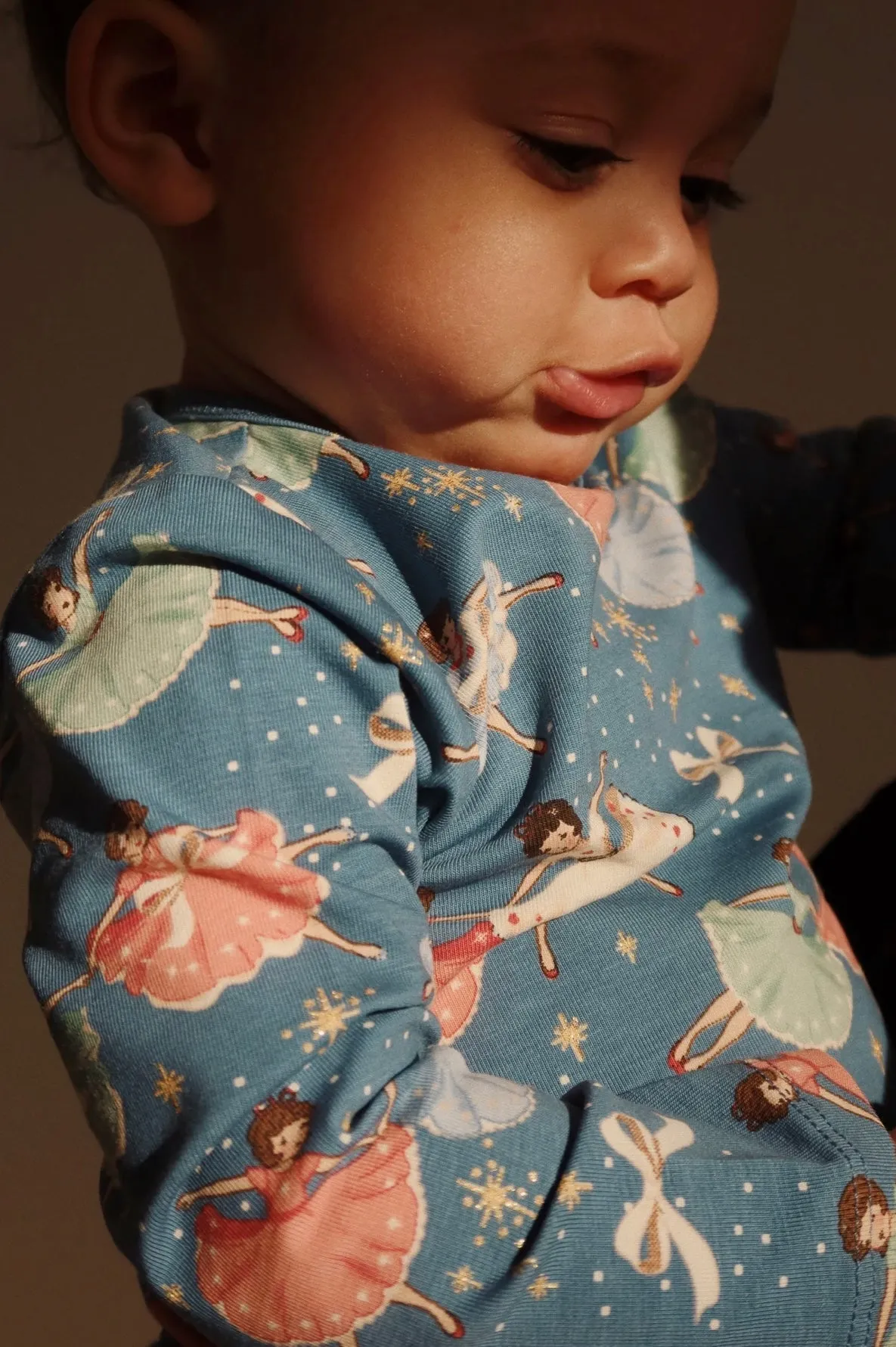 basic body/pants set gots - blue snow bow ballerina