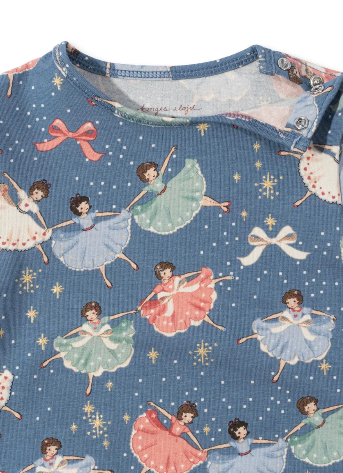 basic body/pants set gots - blue snow bow ballerina