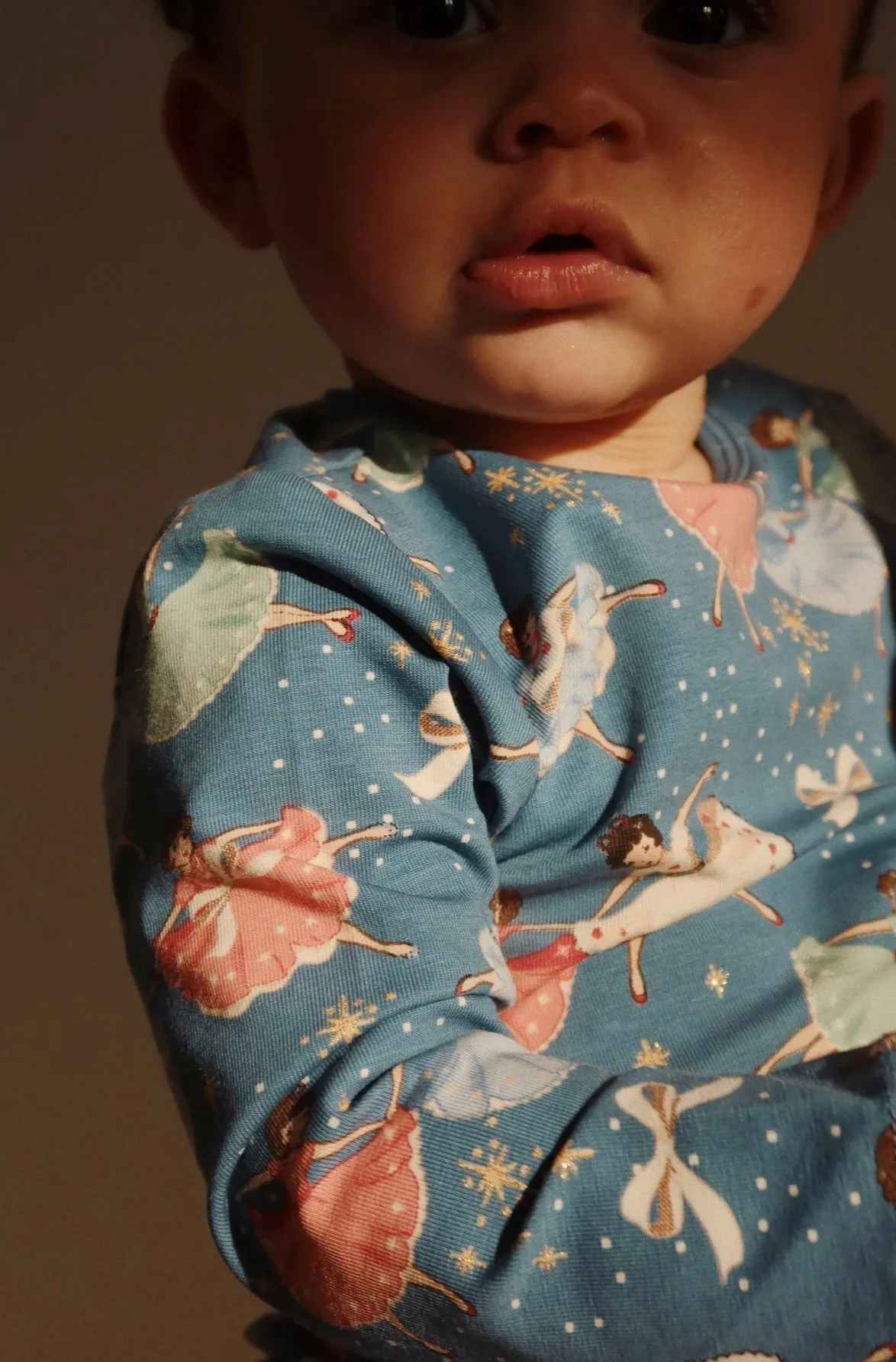 basic body/pants set gots - blue snow bow ballerina
