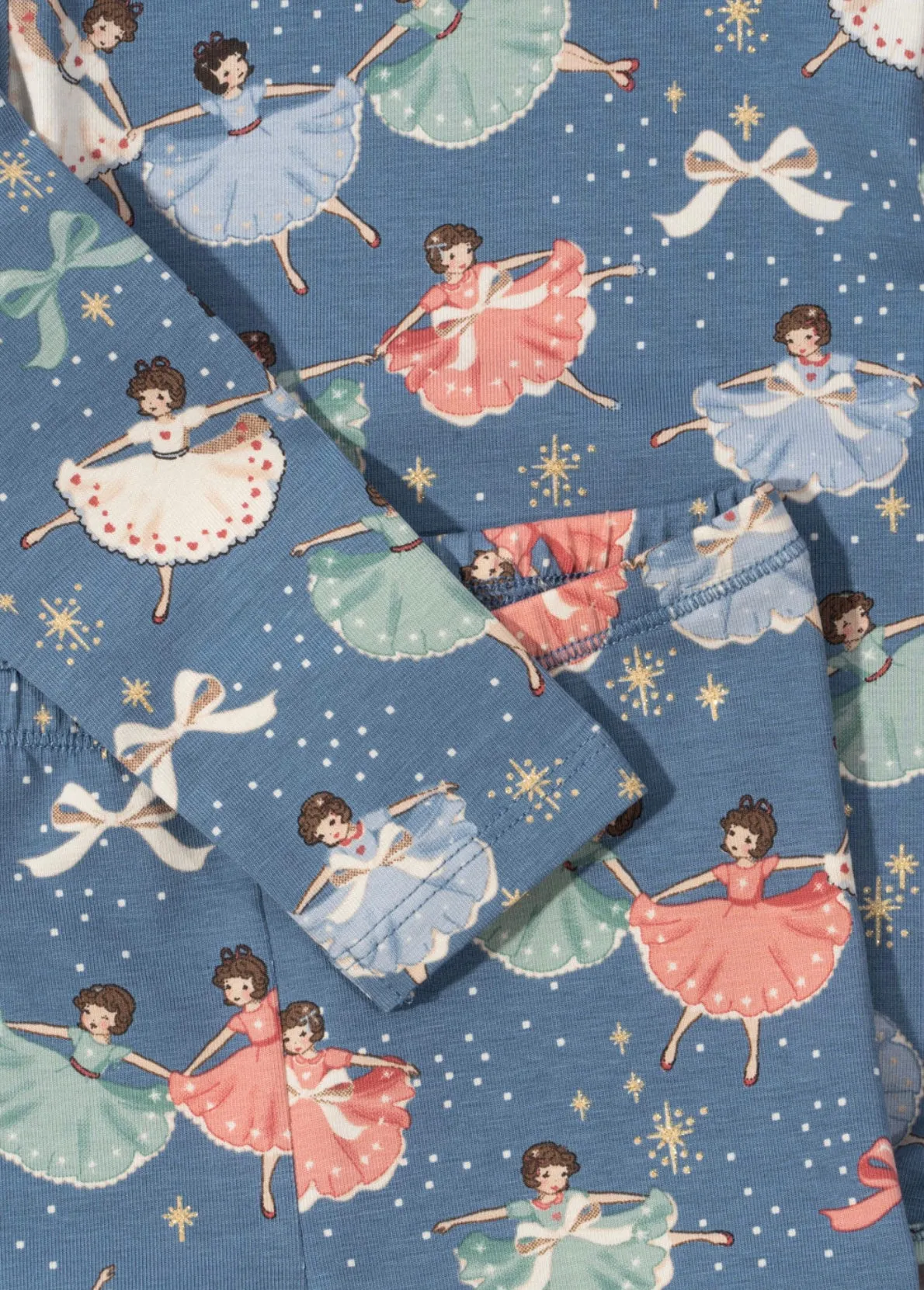 basic body/pants set gots - blue snow bow ballerina