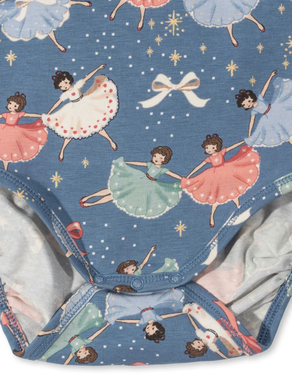 basic body/pants set gots - blue snow bow ballerina