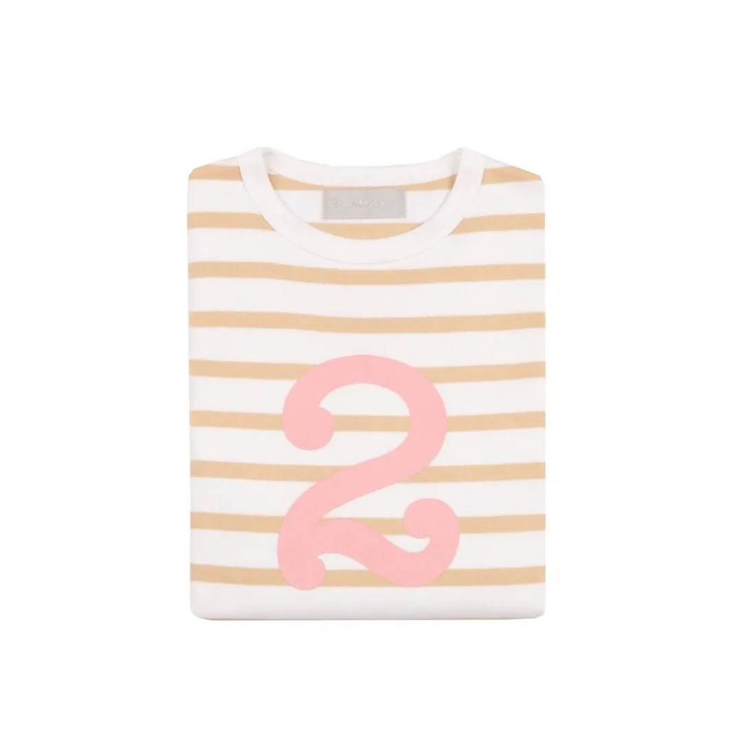 Bob & Blossom: Biscuit & White Breton Striped Pink Number 2 T-Shirt