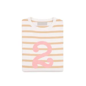 Bob & Blossom: Biscuit & White Breton Striped Pink Number 2 T-Shirt