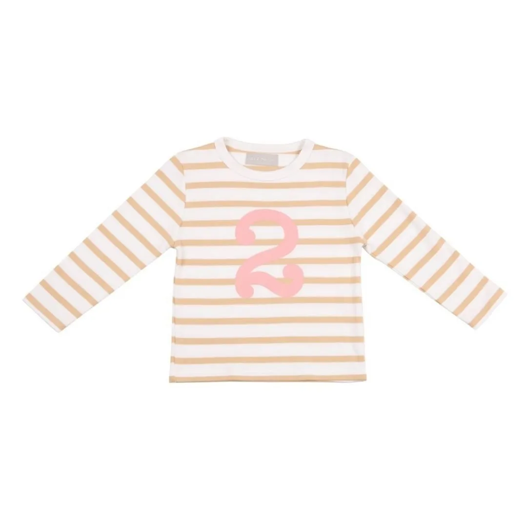 Bob & Blossom: Biscuit & White Breton Striped Pink Number 2 T-Shirt