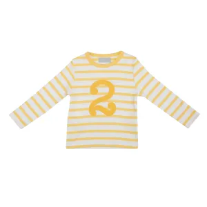 Bob & Blossom: Buttercup Yellow & White Striped Number T-Shirt
