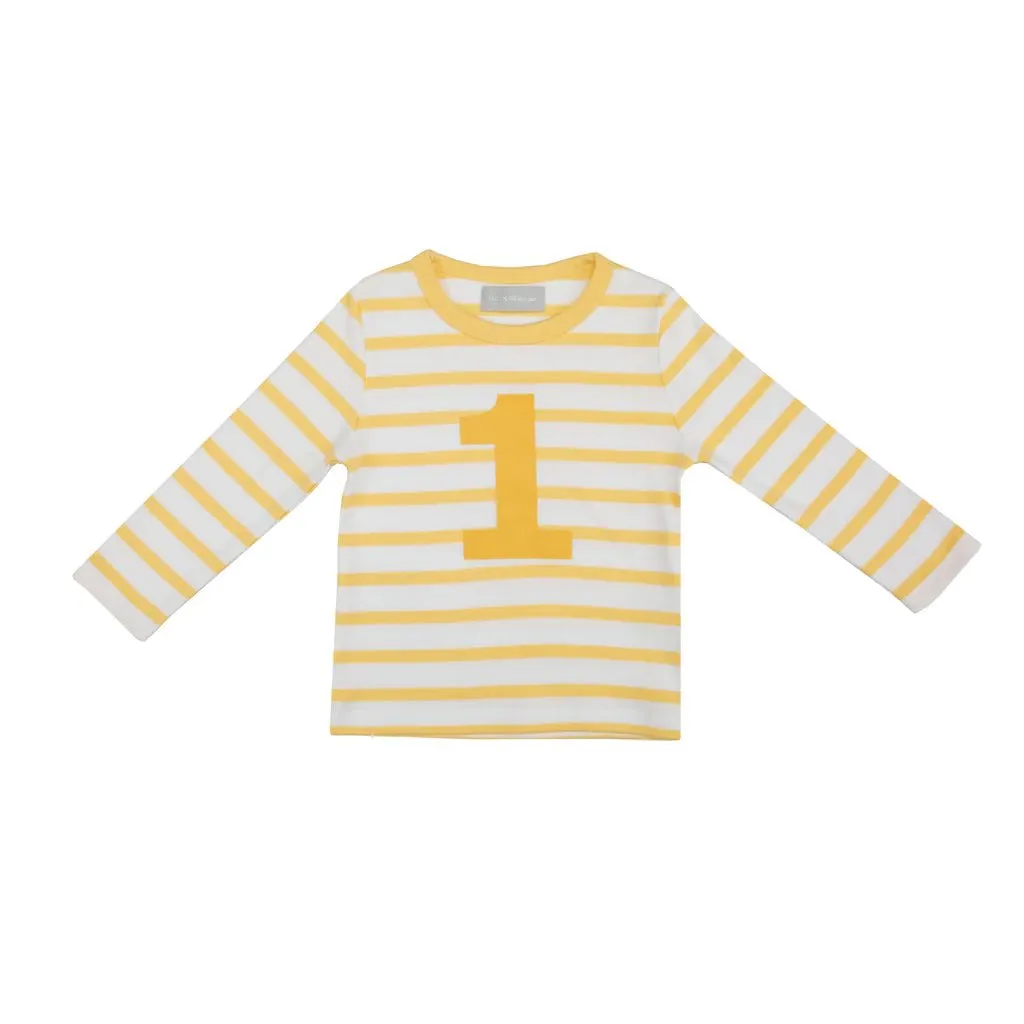 Bob & Blossom: Buttercup Yellow & White Striped Number T-Shirt