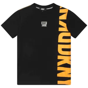 Boys Black Cotton Logo T-Shirt