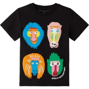 Boys Black Cotton Monkey T-Shirt