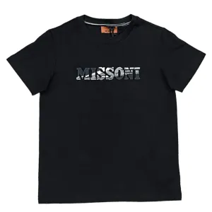 Boys Black Distorted Logo T-Shirt