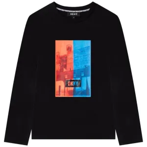 Boys Black Print Long Sleeve T-Shirt