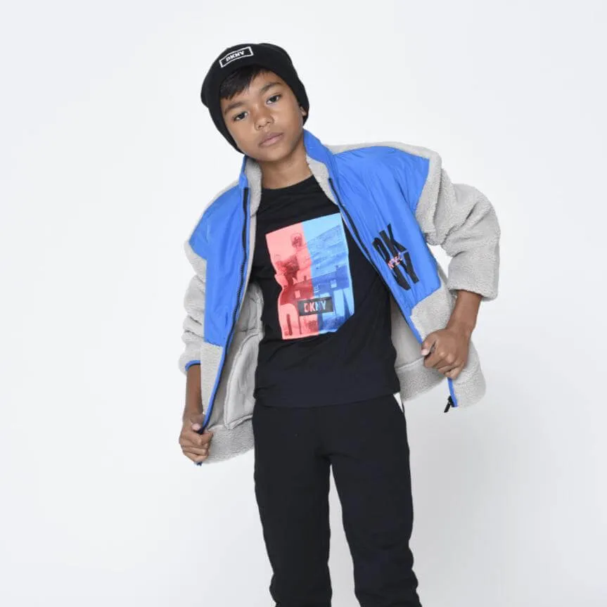 Boys Black Print Long Sleeve T-Shirt