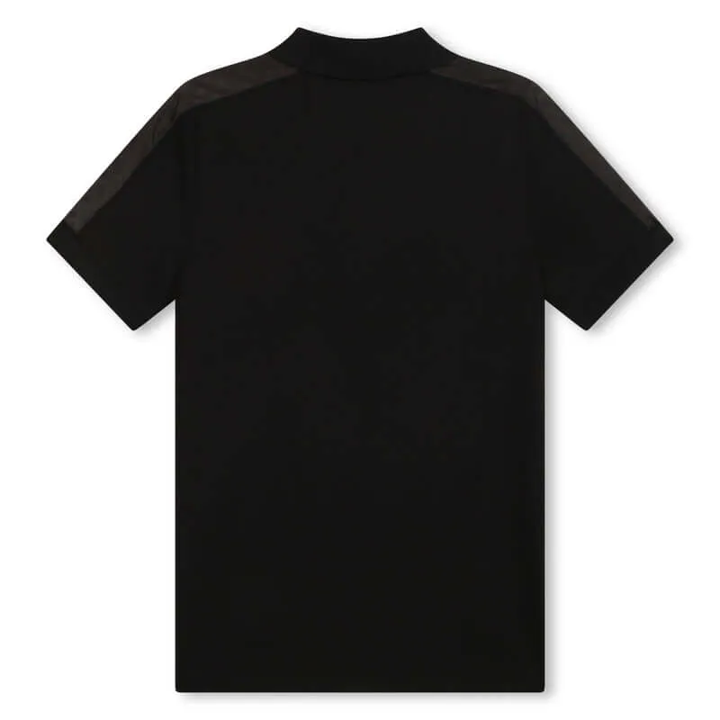 Boys Black Short Sleeve Monogram Polo T-Shirt