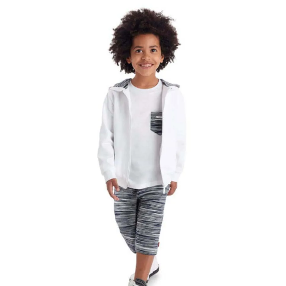 Boys Black Stripe Jersey Short