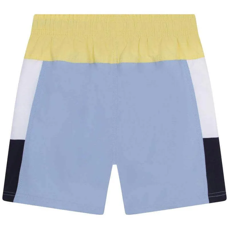 Boys Blue Colour Block Swim Shorts