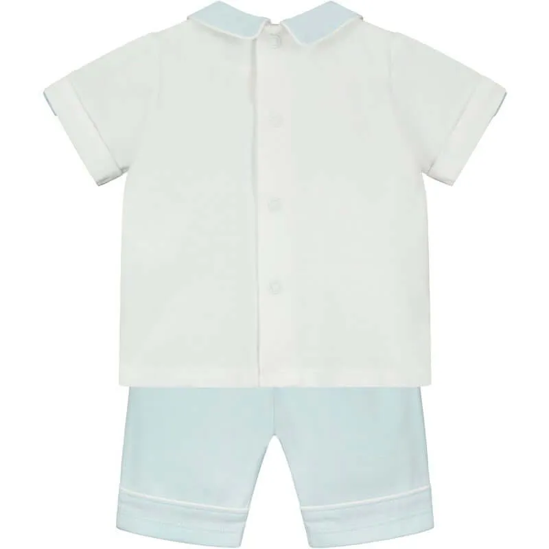 Boys Blue cotton Horse Print Shorts Set