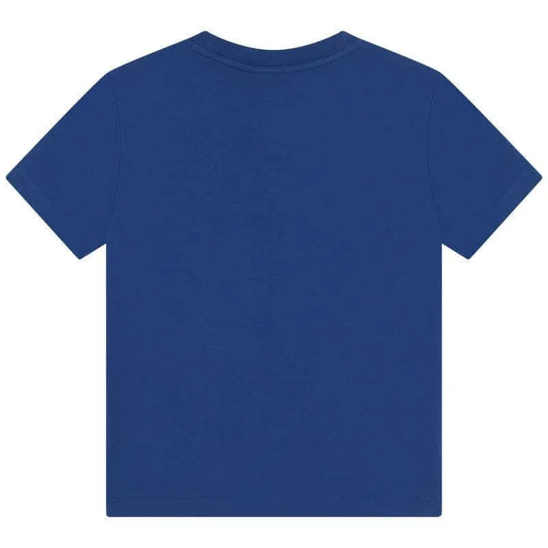 Boys Blue Cotton Logo T-shirt