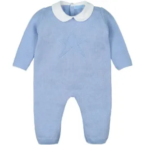 Boys Blue Knitted Babygrow