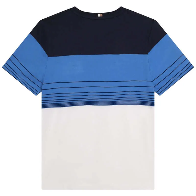 Boys Blue Stripe Short Sleeve Cotton T-Shirt
