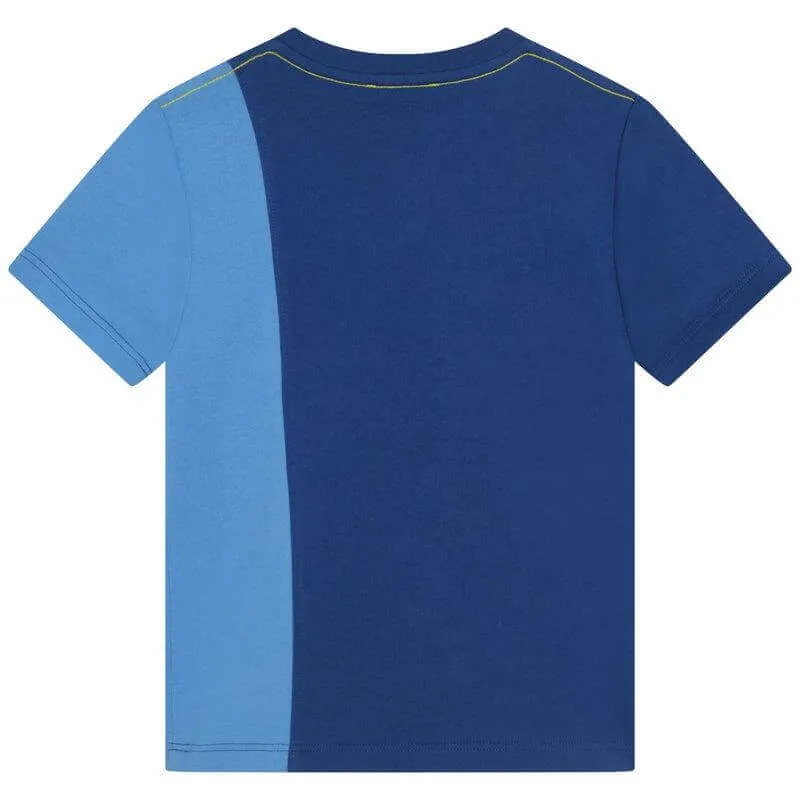 Boys Blue Vertical  Logo T-shirt