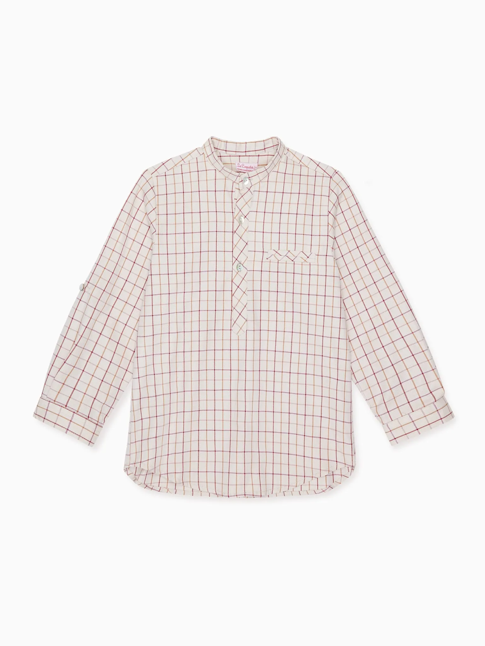 boys burgundy check jazmin shirt