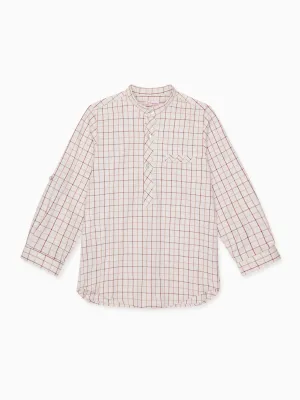 boys burgundy check jazmin shirt
