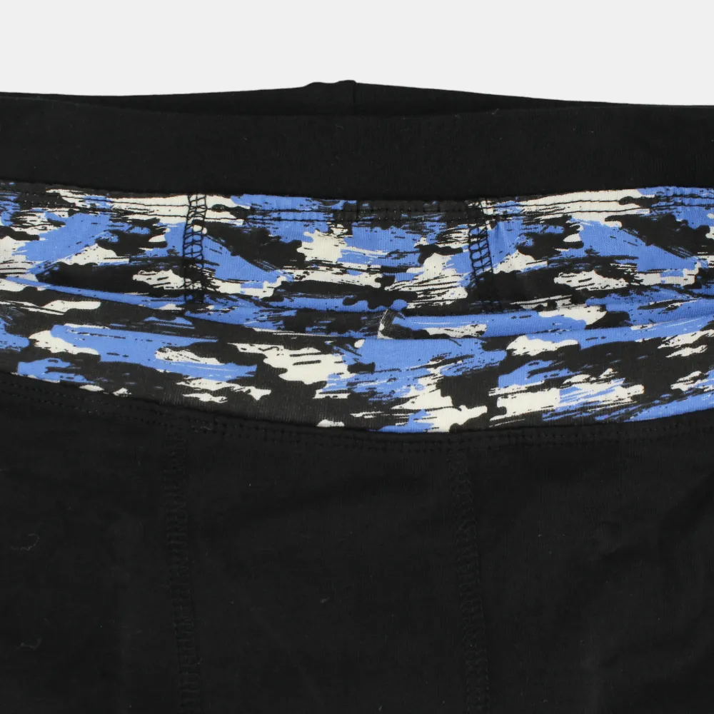 Boys' Cotton Boxer Shorts – Black & Blue (Pack of 2)