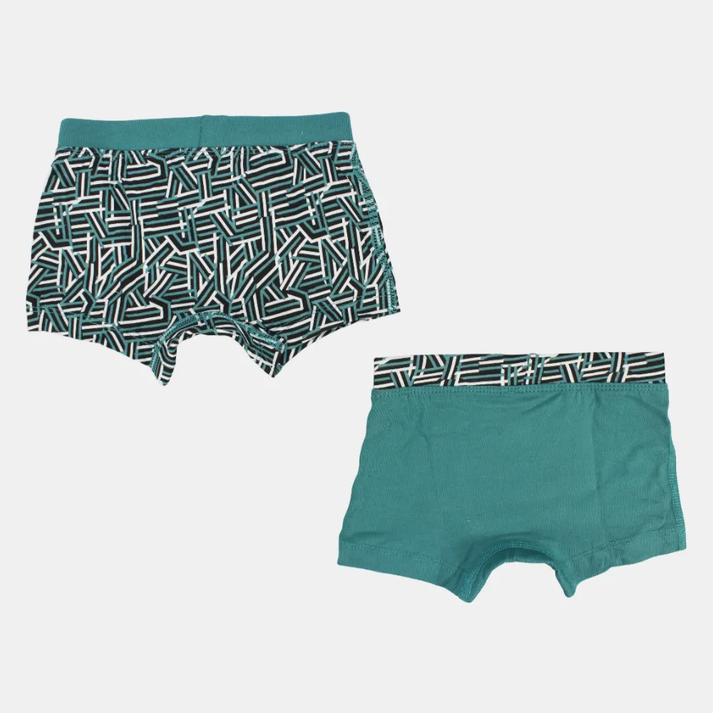 Boys' Cotton Boxer Shorts – Green (Pack of 2)