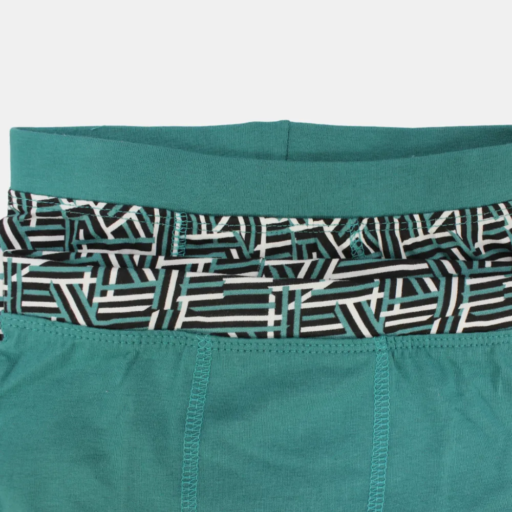 Boys' Cotton Boxer Shorts – Green (Pack of 2)