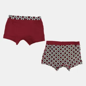 Boys' Cotton Boxer Shorts – Moroon (Pack of 2)