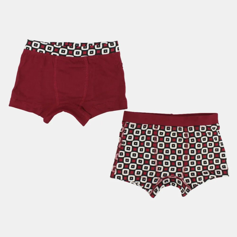 Boys' Cotton Boxer Shorts – Moroon (Pack of 2)