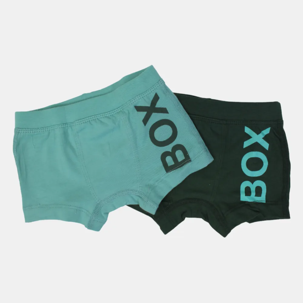 Boys' Cotton Boxer Shorts – Olive & Pistachio (Pack of 2)