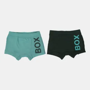 Boys' Cotton Boxer Shorts – Olive & Pistachio (Pack of 2)