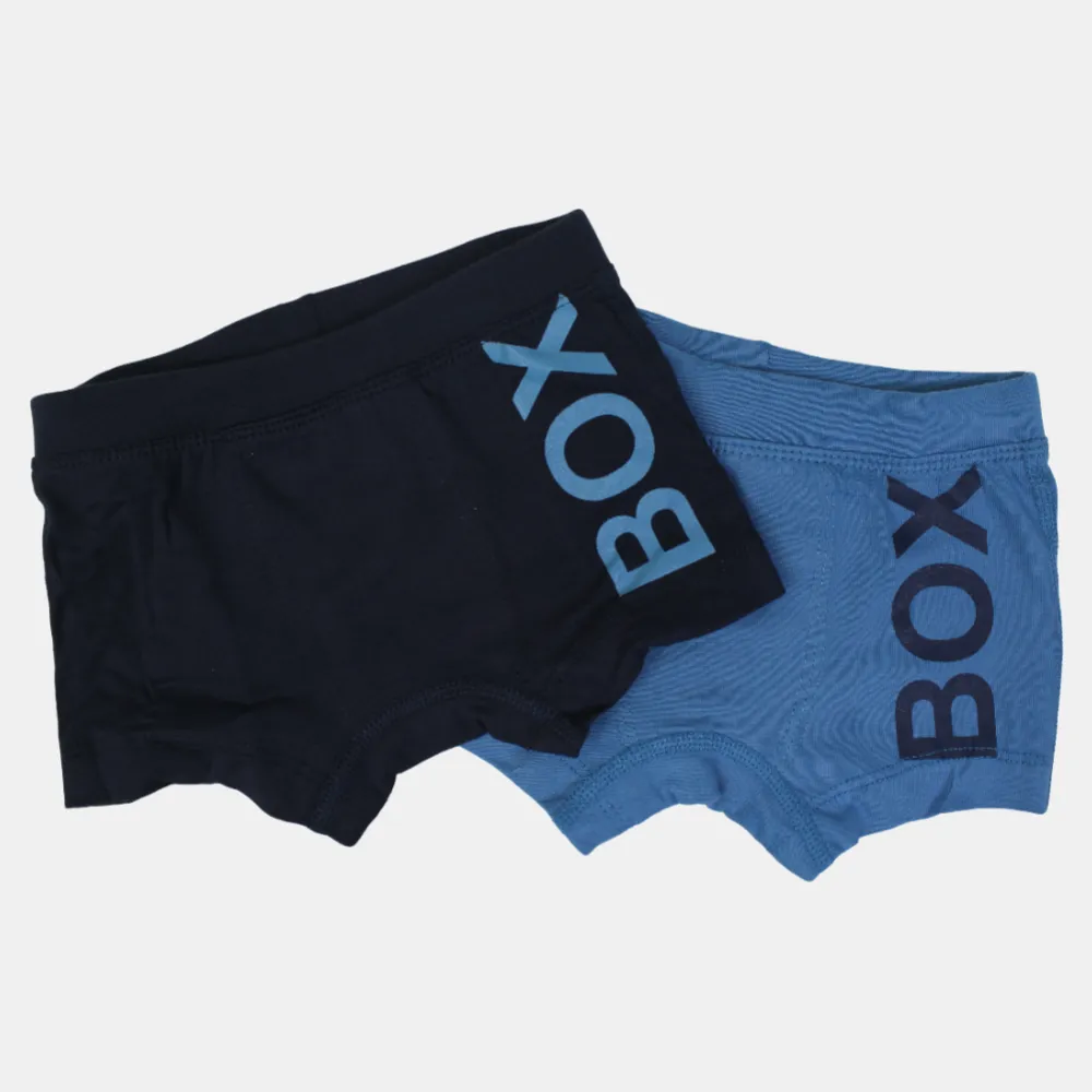 Boys' Cotton Boxer Shorts – Petrol & Navy (Pack of 2)