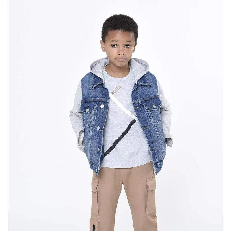 Boys Cotton Grey Short Sleeve T-shirt