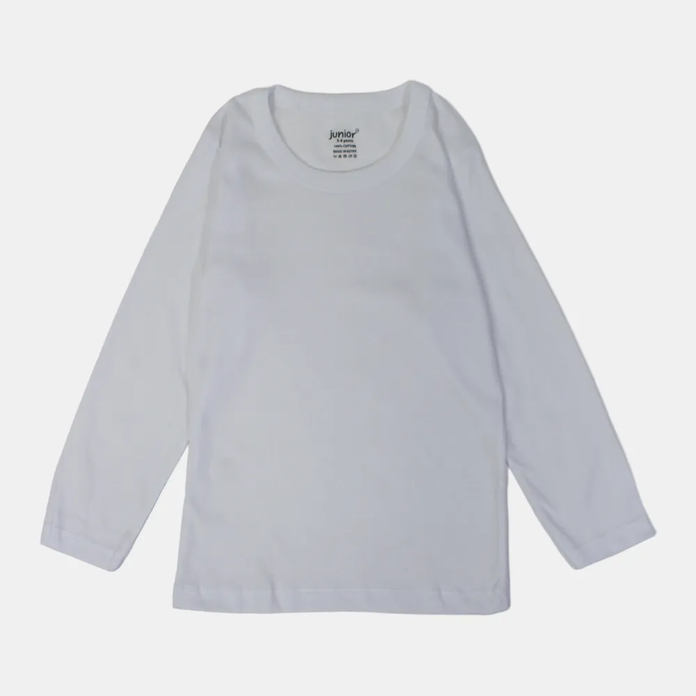 Boys' Cotton Long-Sleeved Undershirt – White