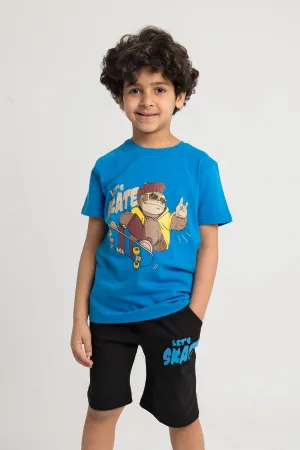 Boys Cotton Pajama Set – Blue Let’s Skate Design
