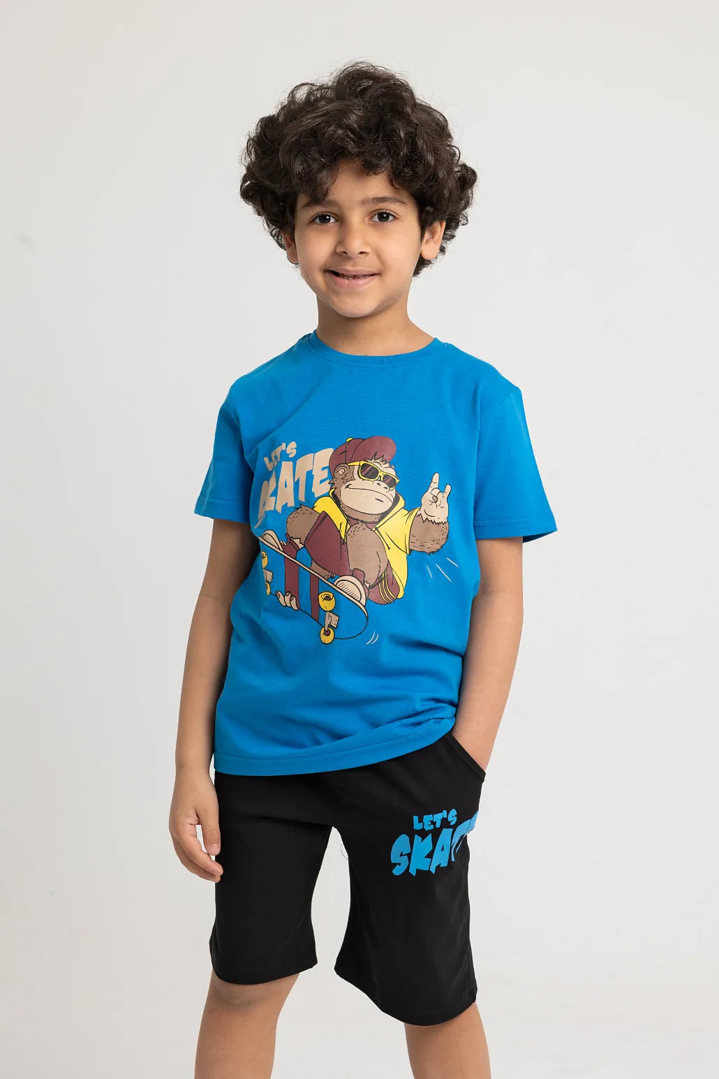 Boys Cotton Pajama Set – Blue Let’s Skate Design