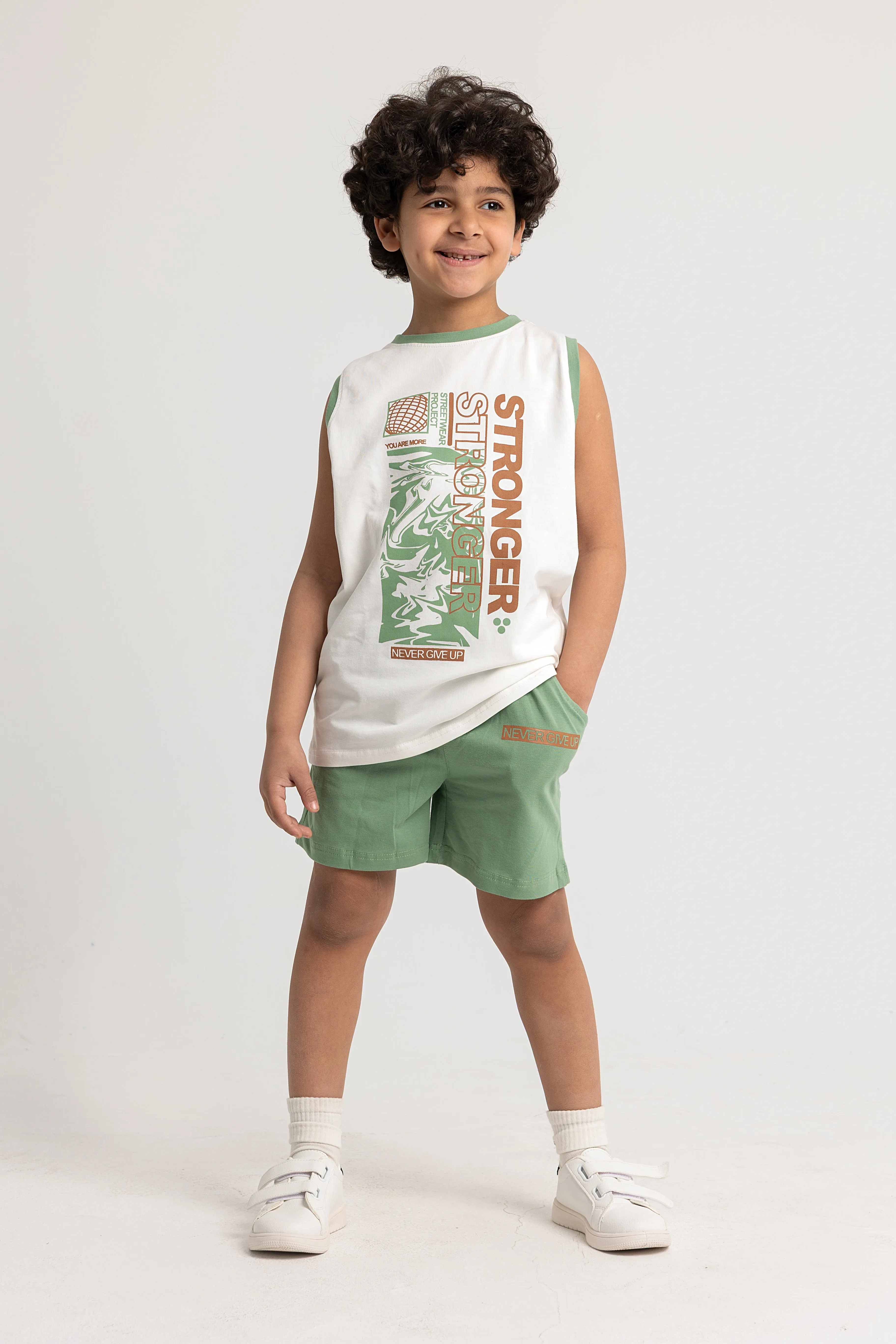 Boys Cotton Pajama Set - "Stronger" Print