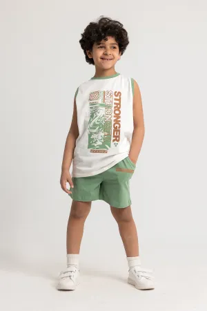 Boys Cotton Pajama Set - "Stronger" Print