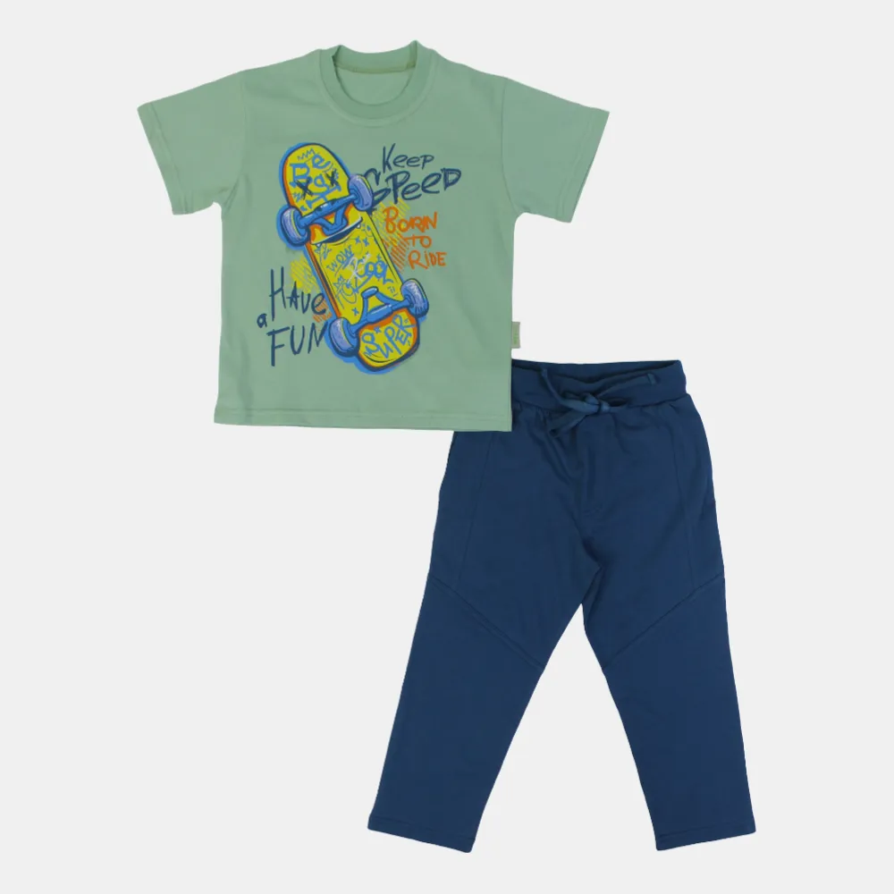 Boys Cotton Pajama Set - Skating Design