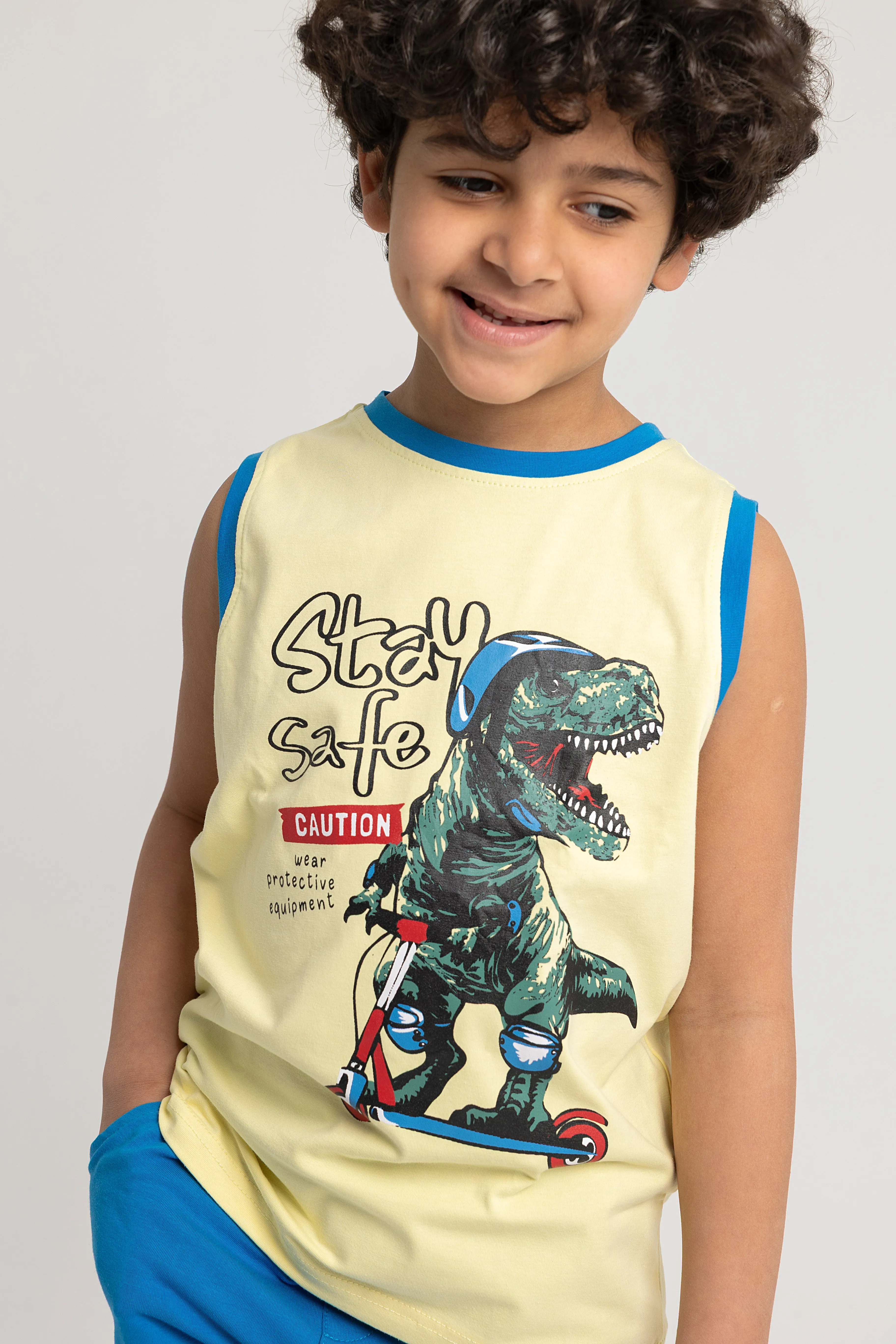 Boys Cotton Pajama Set - Stay Safe Dino Design