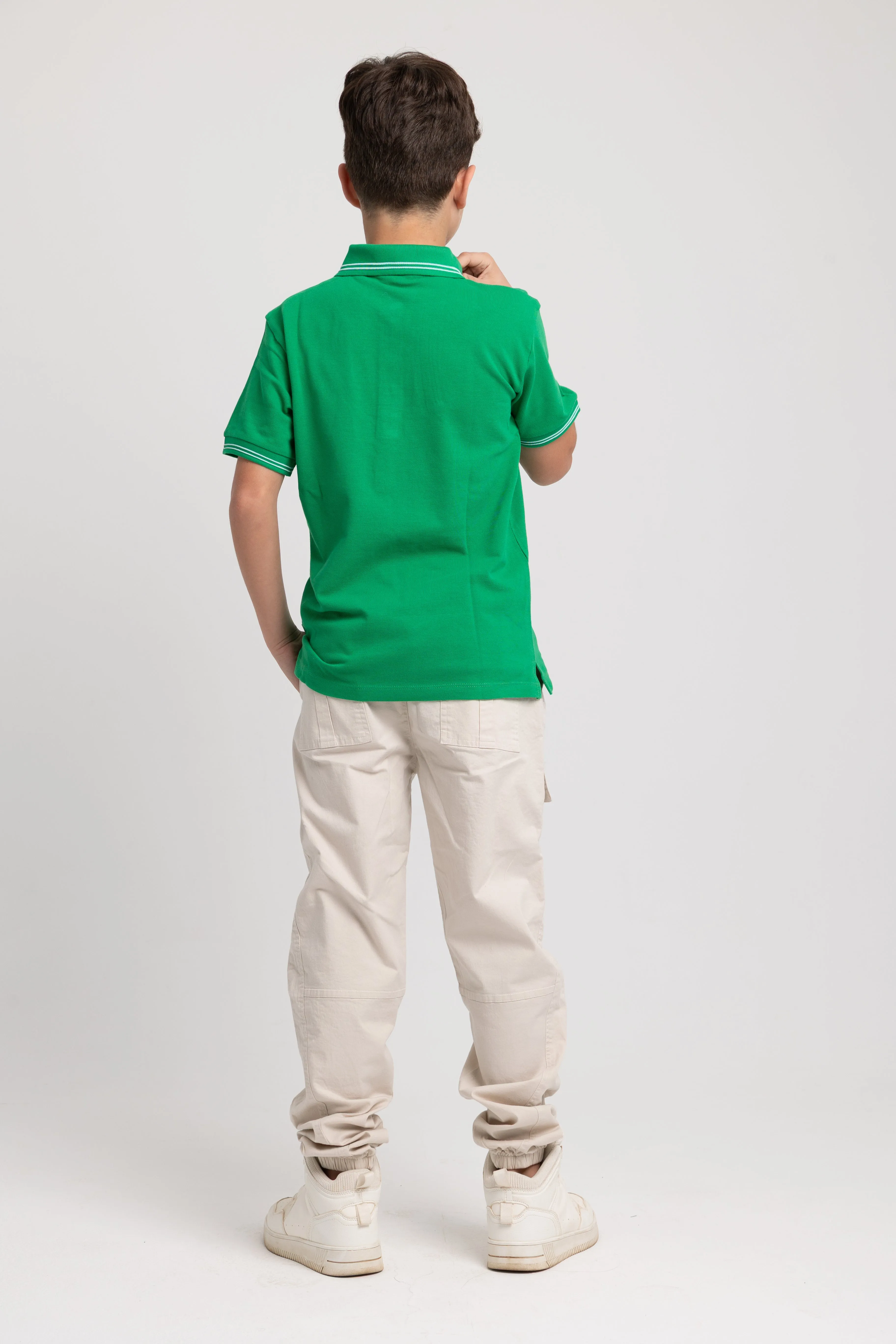 Boys Cotton Plain Polo Shirt