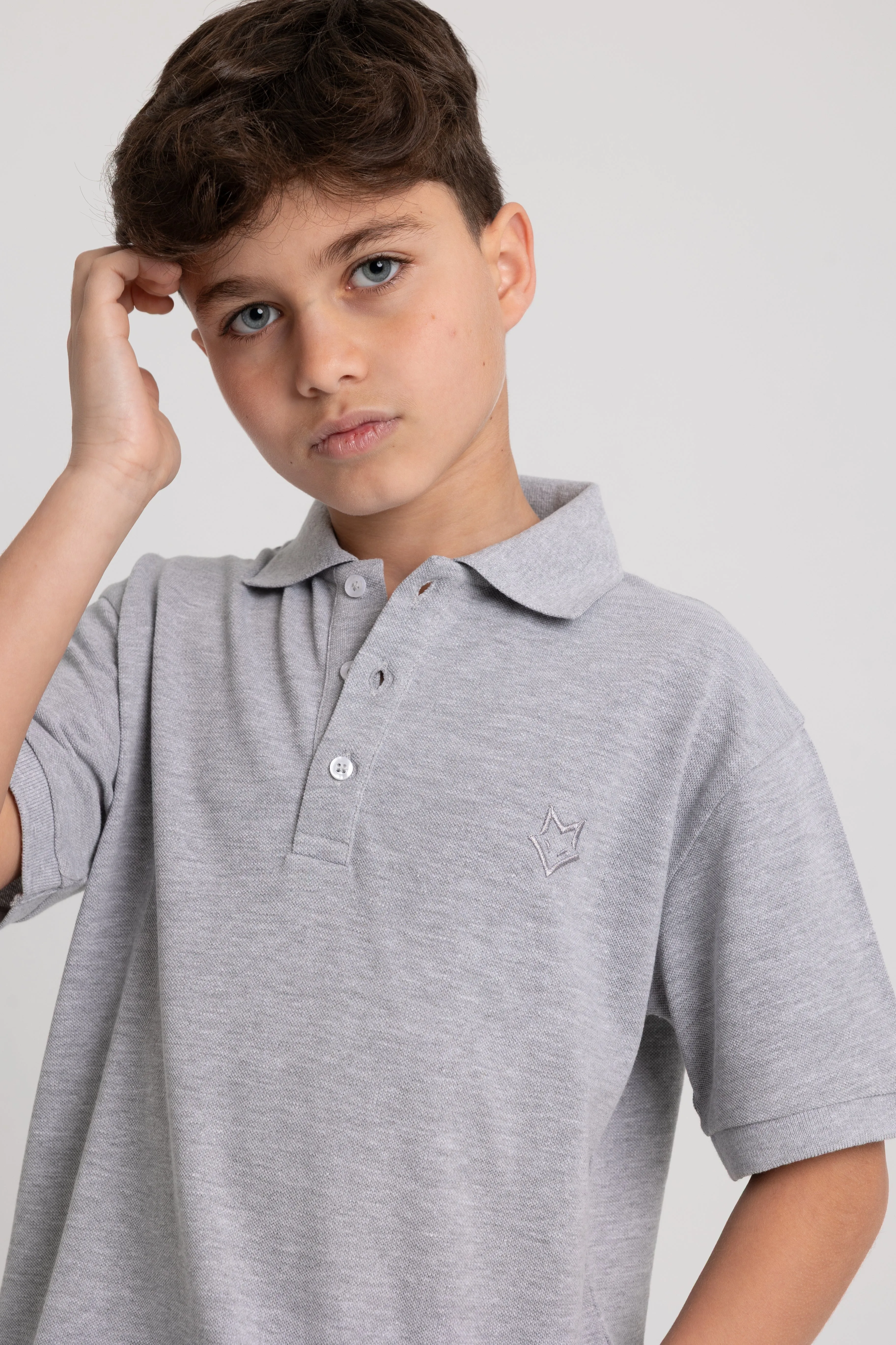 Boys Cotton Plain Polo Shirt