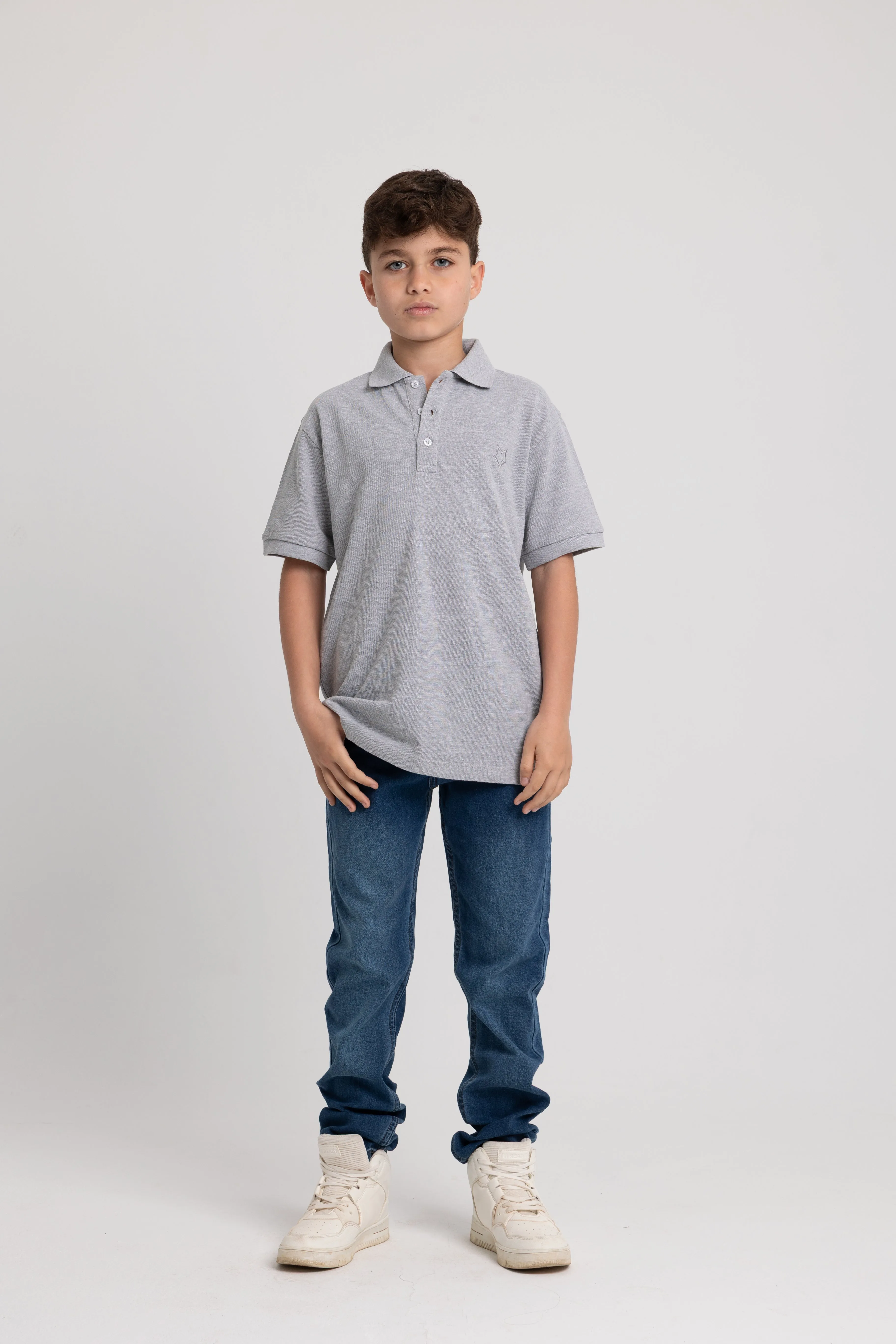 Boys Cotton Plain Polo Shirt