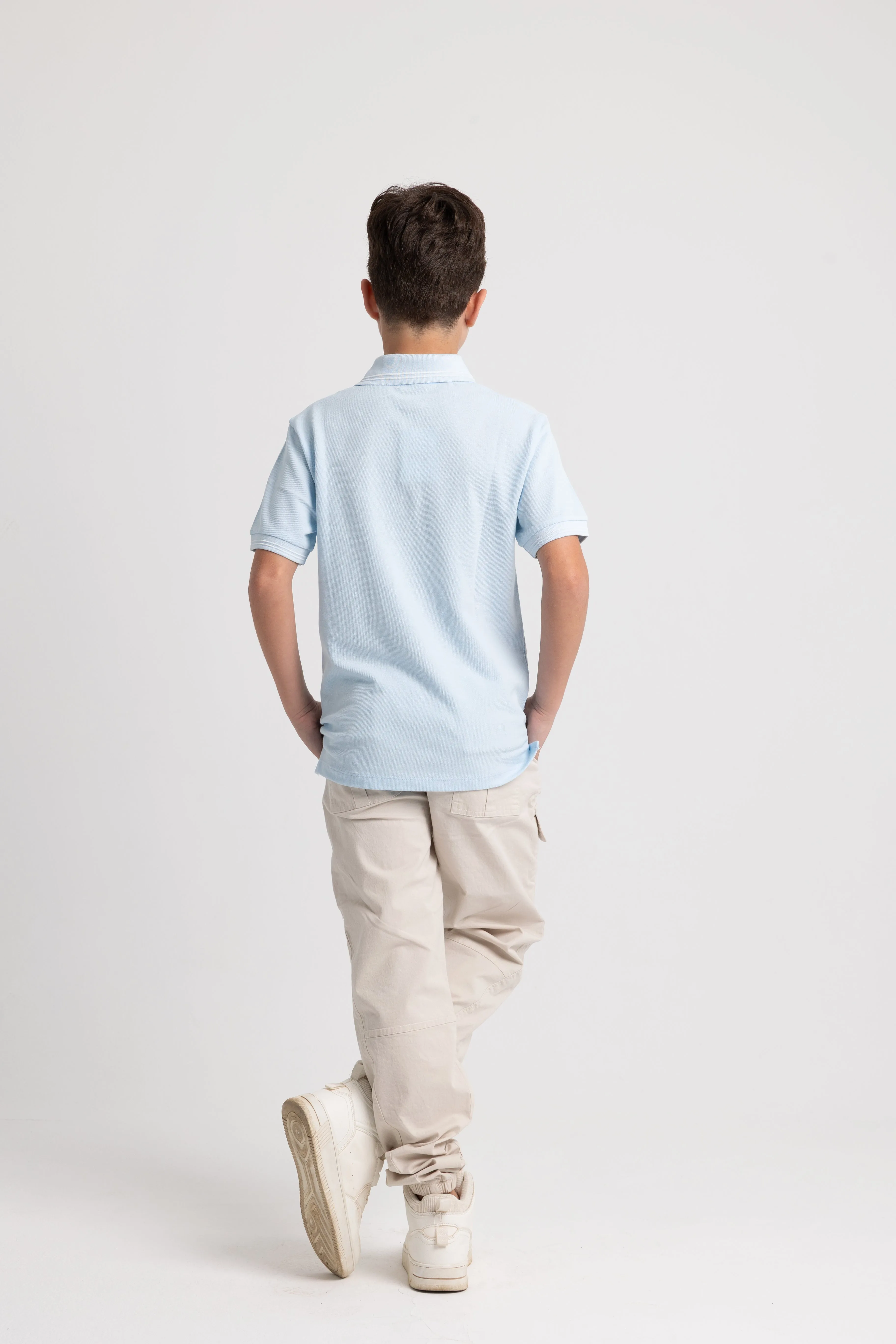 Boys Cotton Plain Polo Shirt